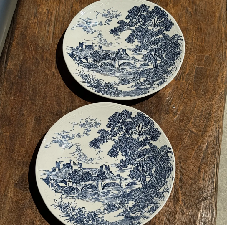 Duo d'Assises de Table "Azur Héritage" – Faïence Française Artisanale