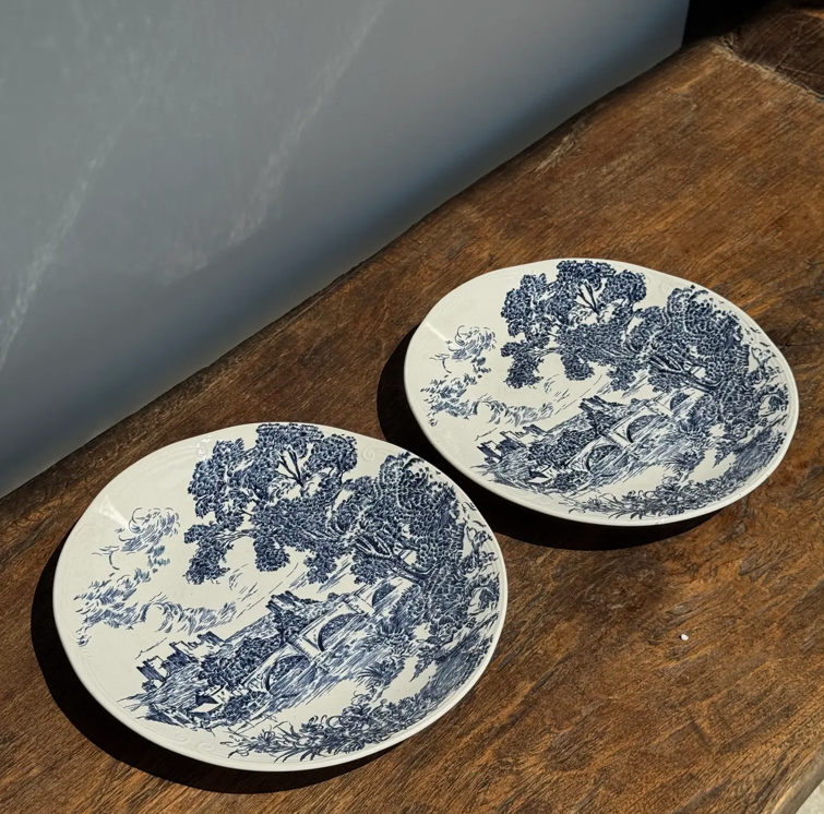 Duo d'Assises de Table "Azur Héritage" – Faïence Française Artisanale
