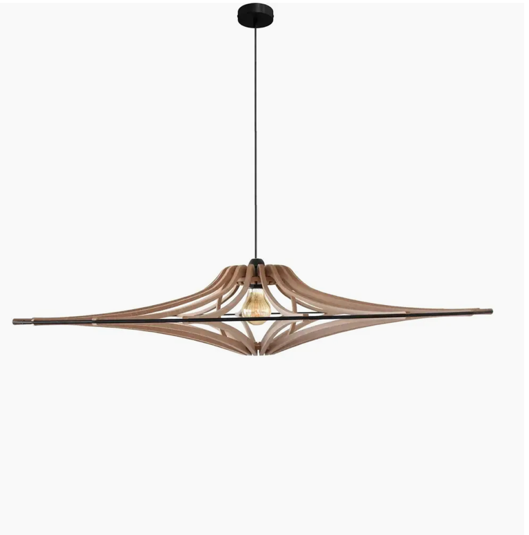 L’Ode Solaire – Grande Suspension Sculpturale en Fibre de Bois (90 cm)